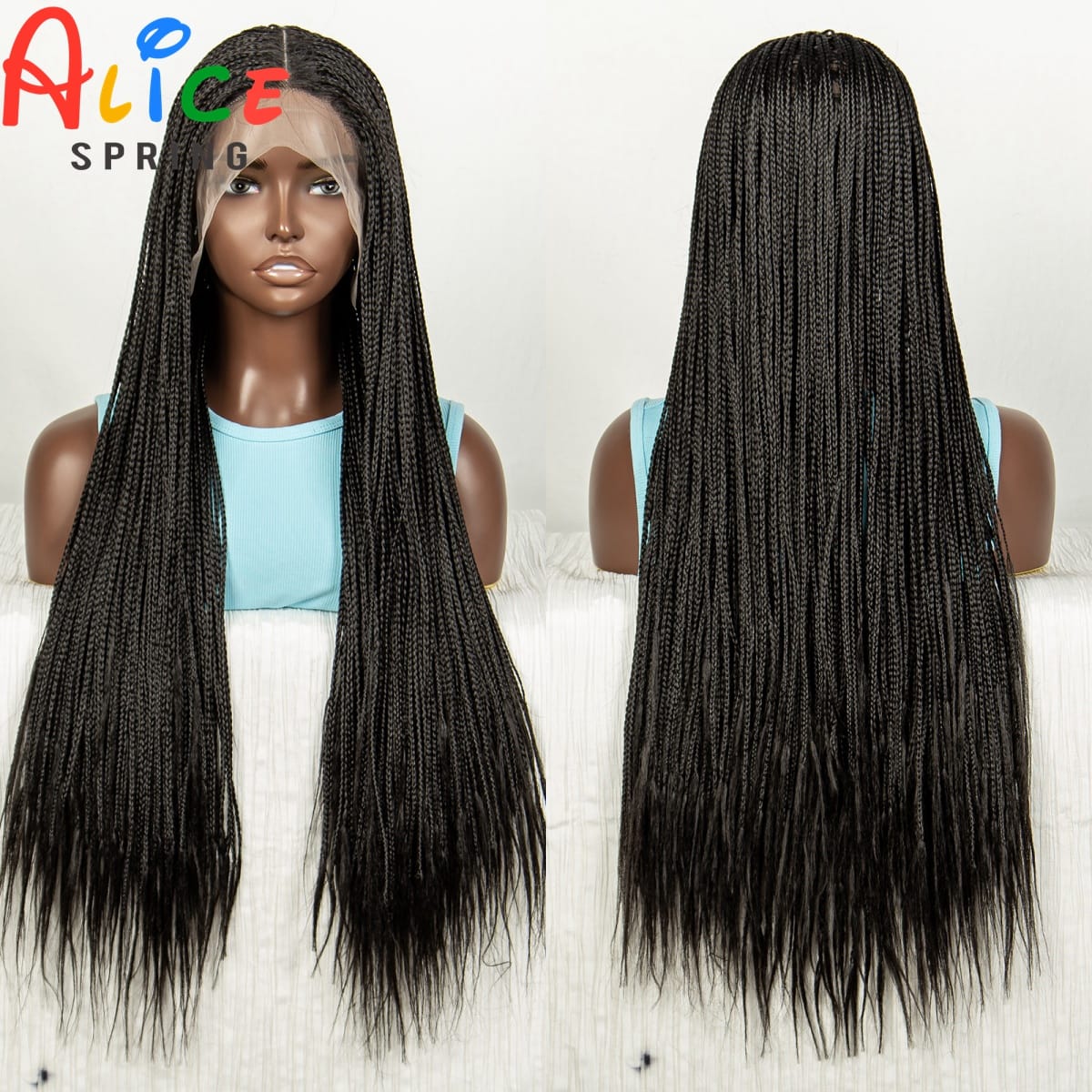 Straight Braided Wigs 32inch Synthetic Lace Front Braiding Hair Wig Transparent Lace Frontal Knotless Braided Wig with Baby Hair