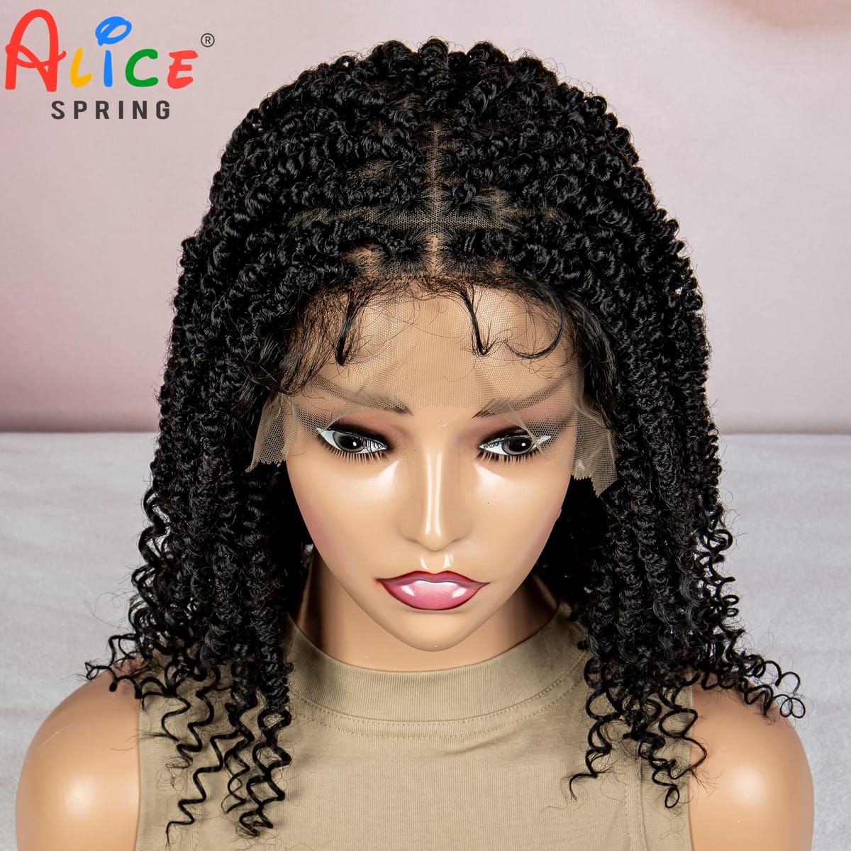14 inch Synthetic Lace Front Wig Butterfly Locs Braided Wigs Wig Short Curly Braiding Hair Wig With Baby Hair  for Black Women