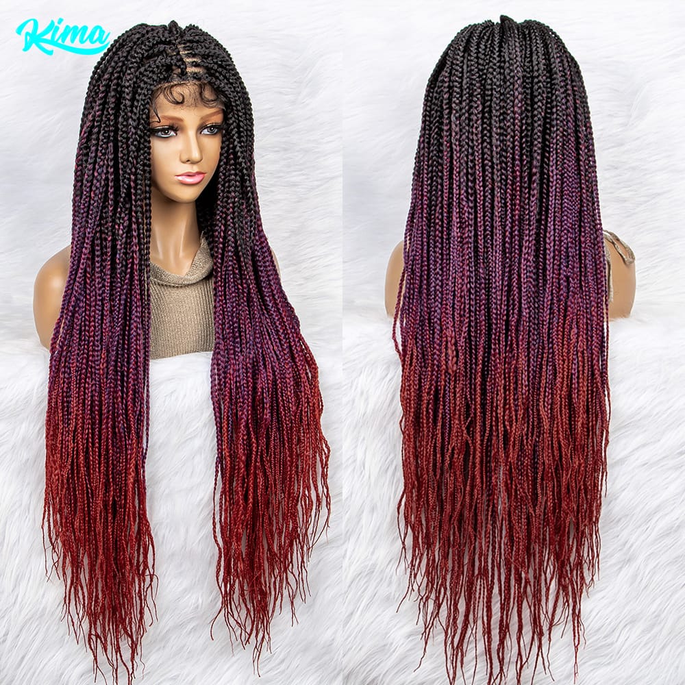 New Gradient Color Braided Wigs Synthetic Lace Front Wig With Baby Hair Lace Front Knotless Box Braids Wigs for Black Women