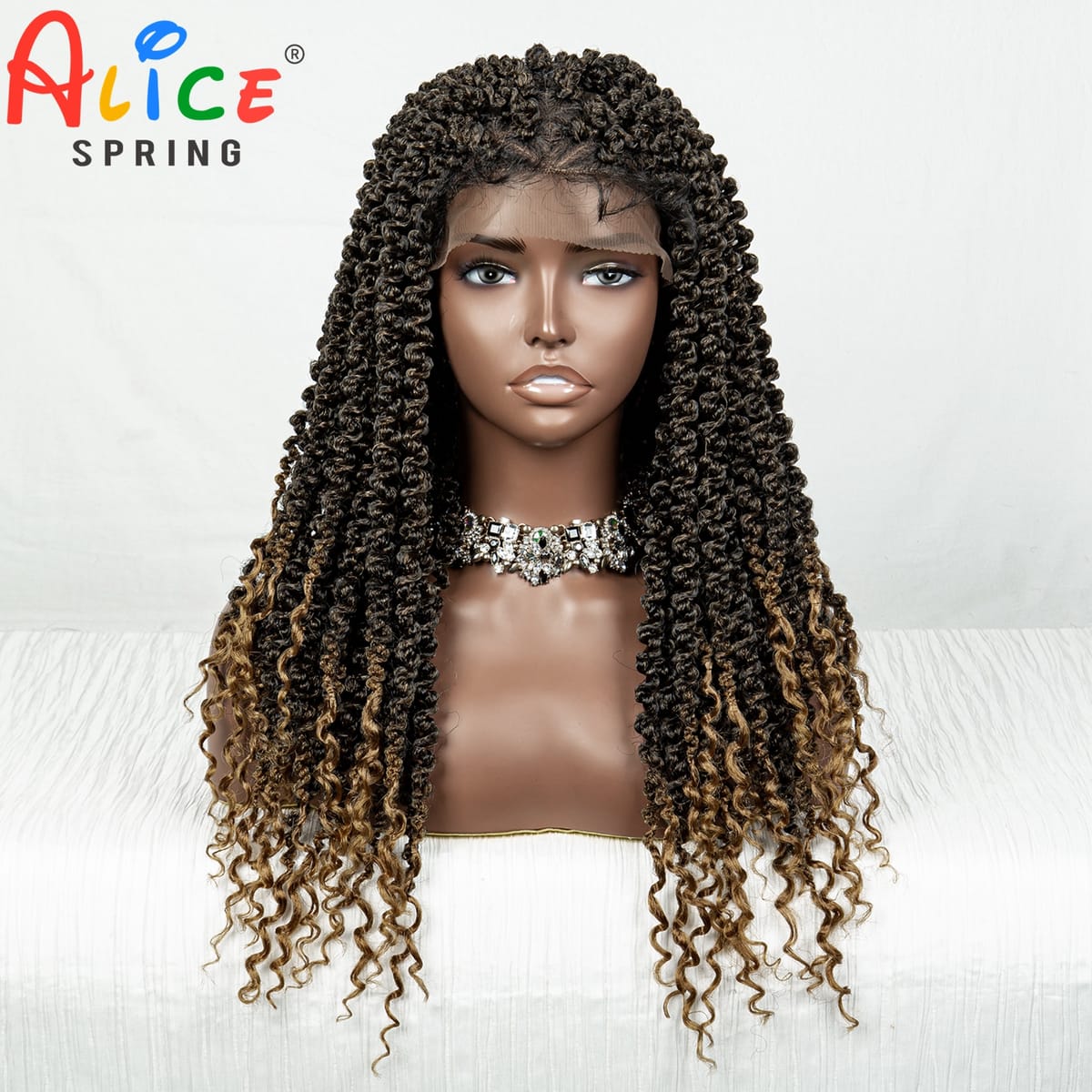 HD Full Lace Braided Wigs Synthetic Knotless Box Curly Braids Wig with Baby Hair for Women 18Inch Short Braided Lace Front Wigs