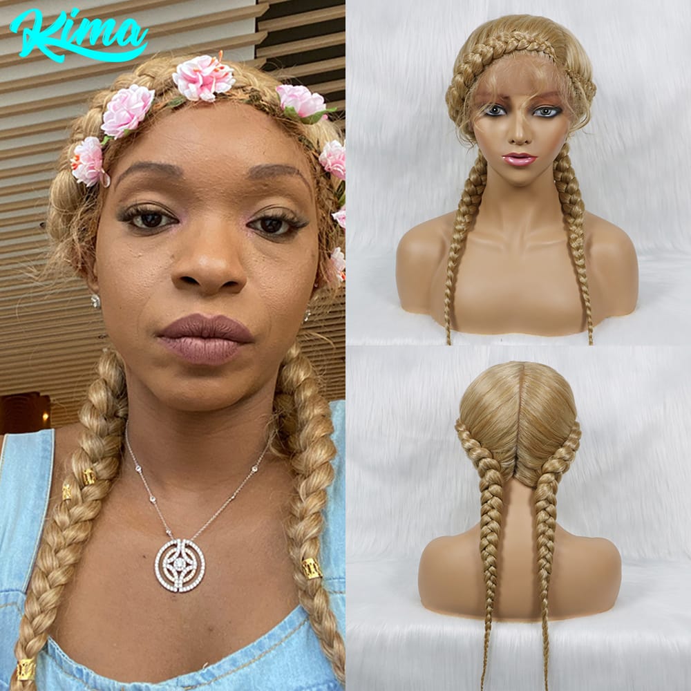 2022 NEW Box Braid Wigs Synthetic Lace Wigs For Black Women Braided Wig African America with Baby Hair 24 Inches