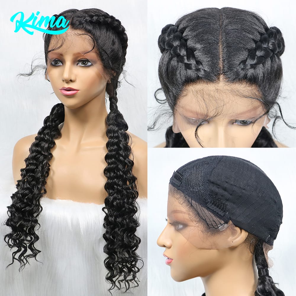 Synthetic 28 Inches Lace Front Hair Wig Black Curly Long For African Woman Afro Frontal Cornrow Twist Boxing Braided Wigs
