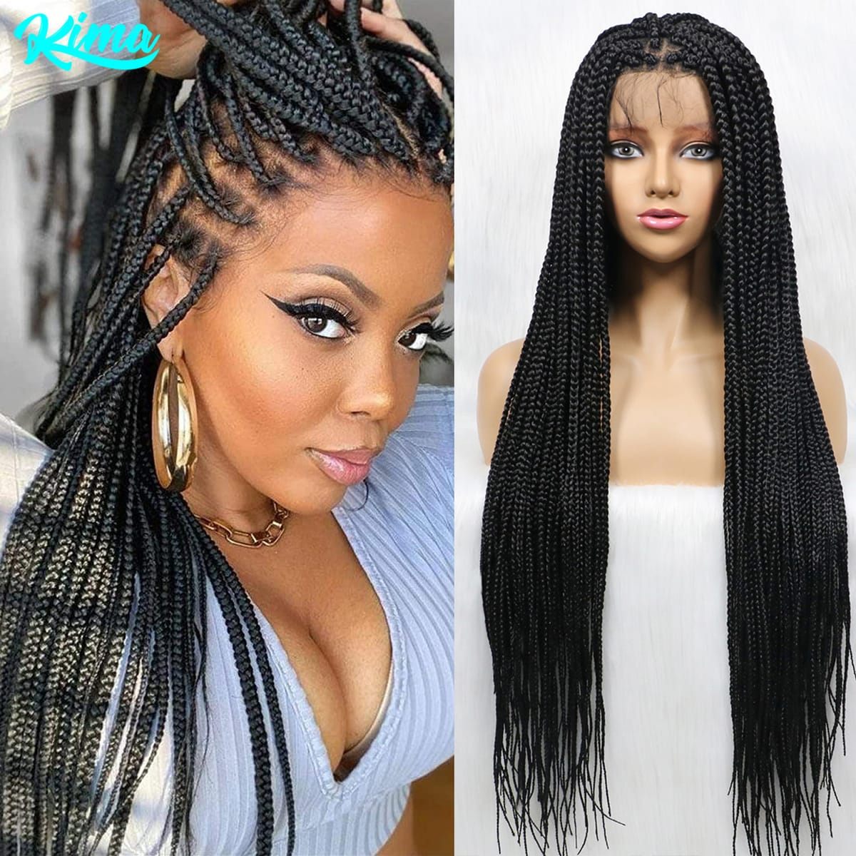 Synthetic Lace Front Wig Braided Wig Full Lace Front Wigs 36 inches Wig Braid For Black Women Cornrow Box Braid Baby Hair Wigs