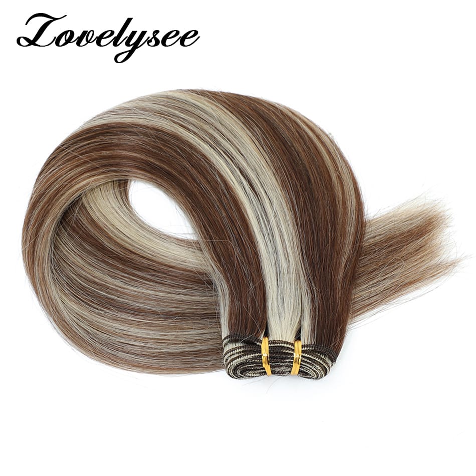 Lovelysee Straight Human Hair Weft Bundles European Remy Natural Human Hair Extension 50 Grams Can Curly Hair Weaves For Women