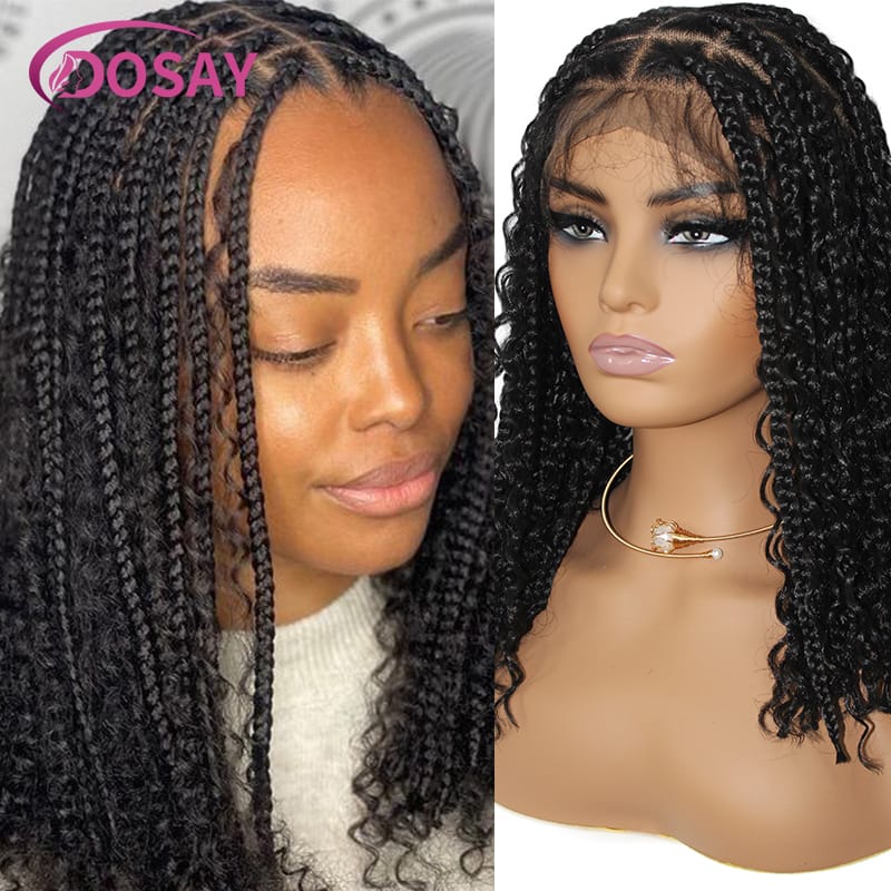 12" Bohemian Braids Synthetic Wig - Boho Bob Style, Full Lace Curly Design, Bohemian Box Braids Bob - Unique and Stylish Hair