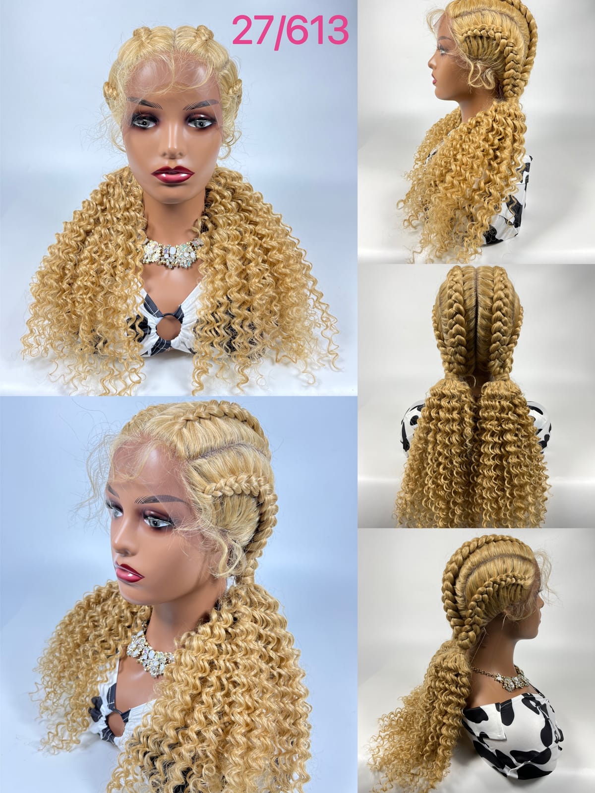 Kima Lace Front Wigs Dutch Twins Braided Wigs with Baby Hair 28 Inches Swiss Synthetic Middle Parted Curly Ends Braid Wig