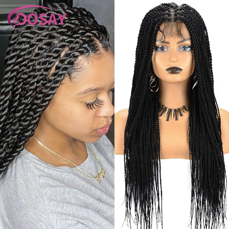 26" Bicolor Synthetic Wig - Twisted Braid, Knotless, 360 Full Lace, Braided Style, Affordable Blond Wig - Chic and Trendy Hair