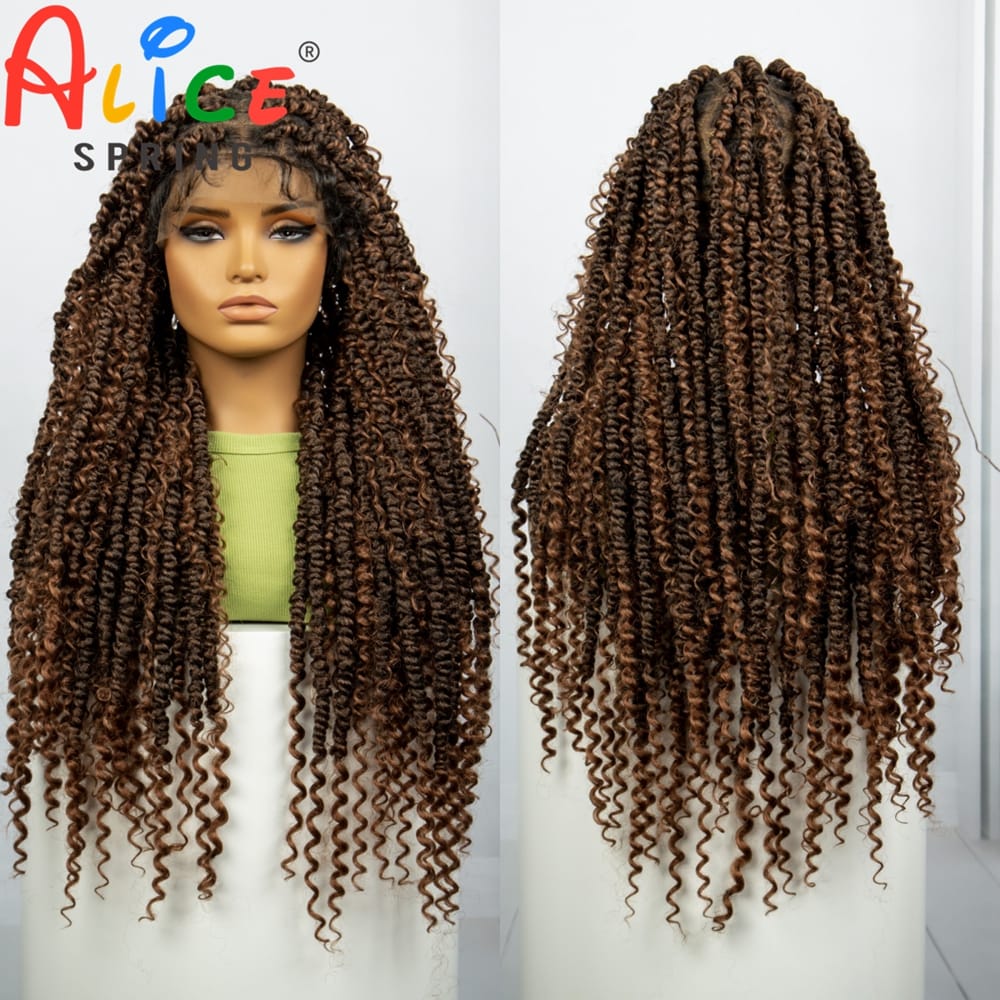 1B-30 Color Synthetic Braided Wig Knotless Braided Wig for Black Women Long Colored Cornrow Box Braiding Wig with Baby Hair