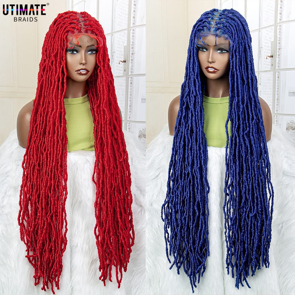 Colorful Locs Braided Wigs Synthetic Full Lace Knotless Dreadlock Box Braiding Wig for Women with Baby Hair Lace Frontal Wigs