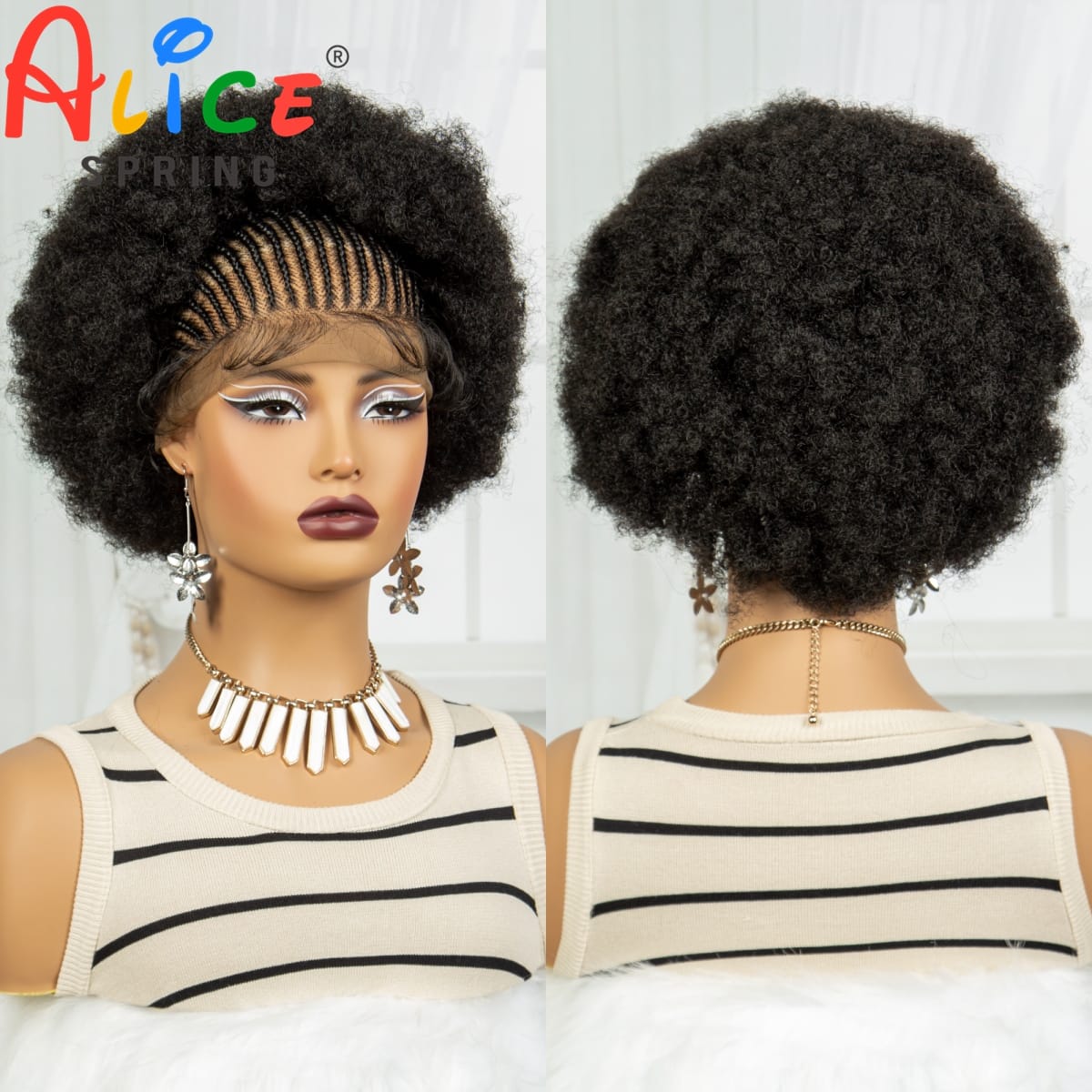 6 Inch Synthetic Lace Frontal Afro Curly Braided Wigs  For Black Women 13x6 Transparent Short Curly Braids Wigs With Baby Hair