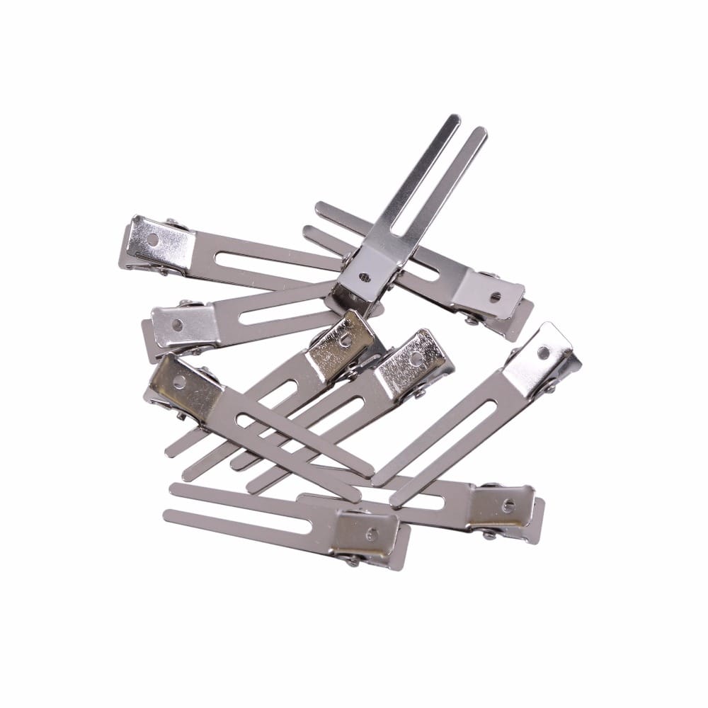 10 Pcs 45mm Double Prong Alligator Hair Clips Flat Metal Boutique Hairpins With No Teeth for DIY Hair Styling Accessory