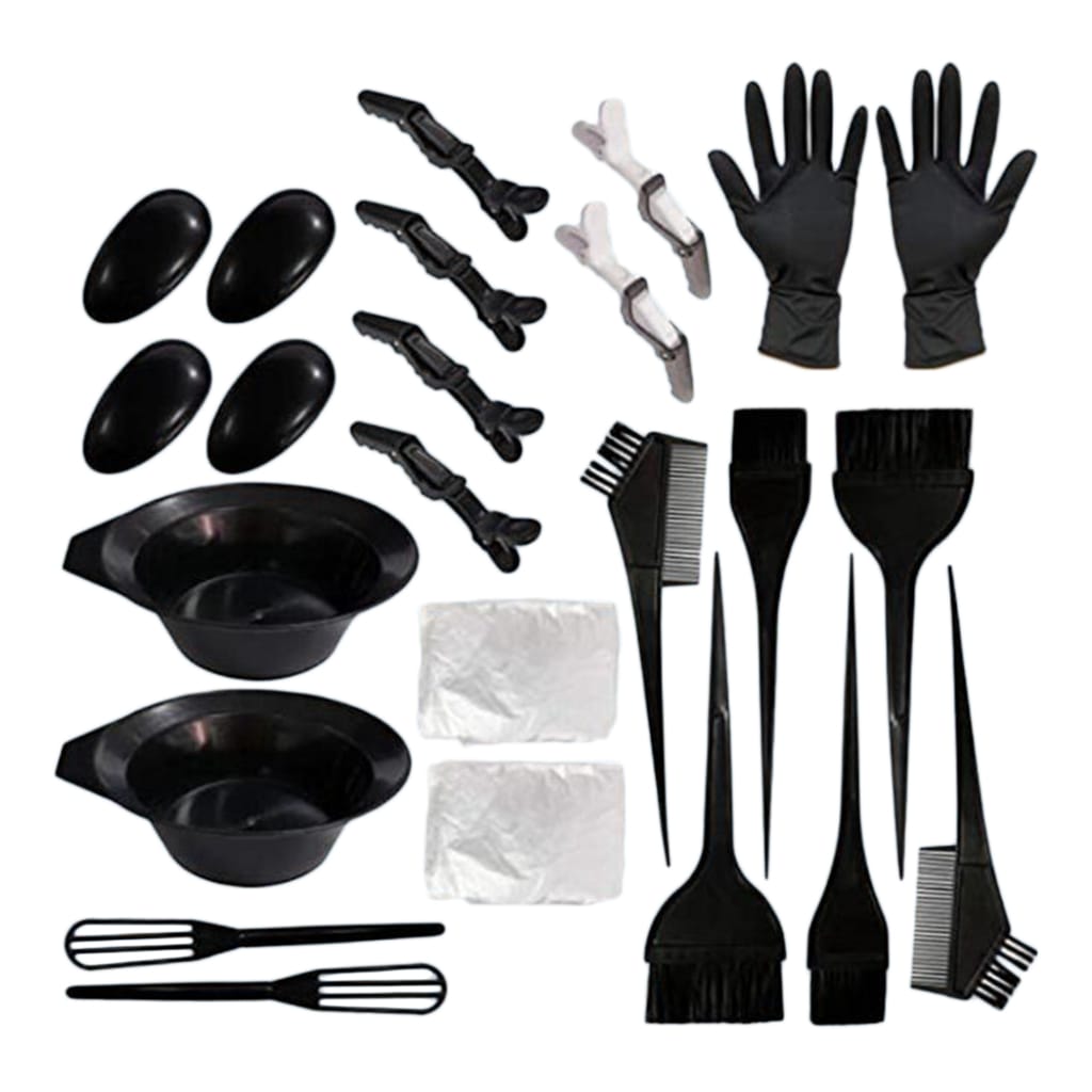 24/set Hair Coloring Mixing Bowl Salon Hair Brush Comb Earcap Hair Clips Dyeing Cape Barber Kit Hair Tint Tool Hair Dye Kit