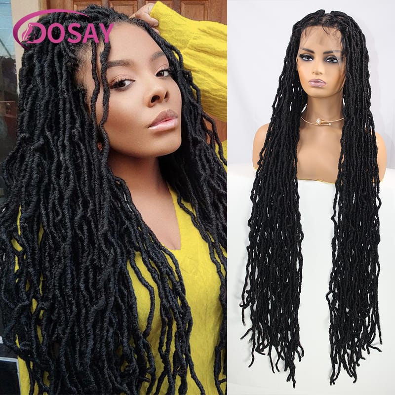 Synthetic Soft Locs Crochet Hair Dosay Wigs Front Lace Longblack Braided Wigs On Sale Faux Locs Wholestrands For Black Women