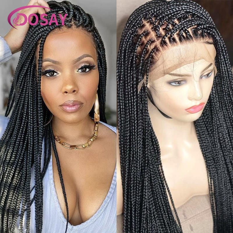 36" Synthetic Knotless Braided Wig: Full Lace Box Braids For Black Women, Stylish And Long-Lasting Braids Hair