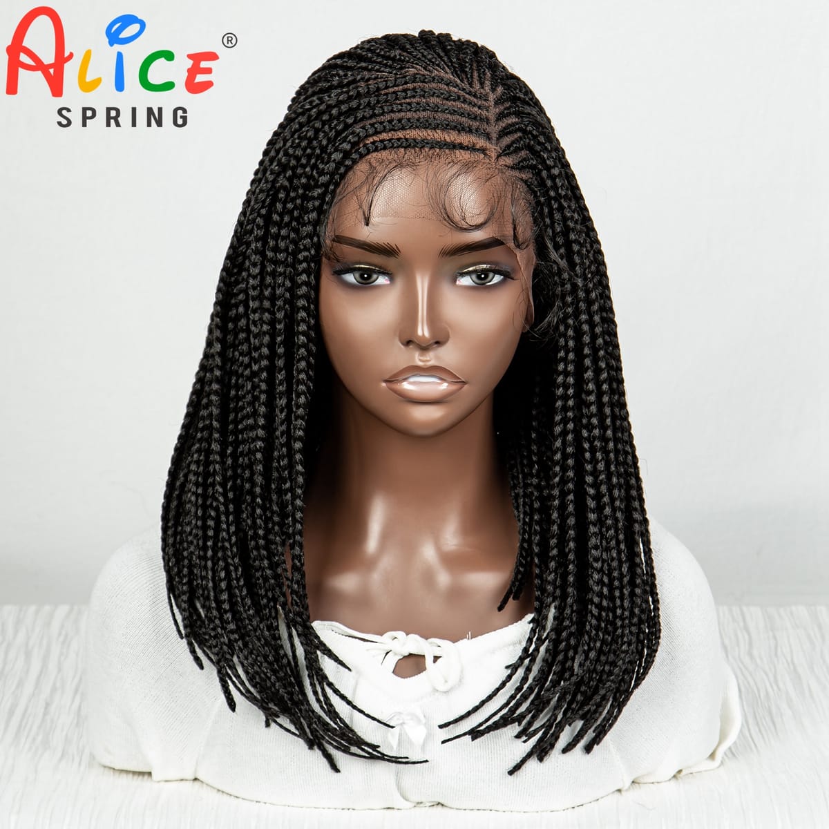 Braided Bob Wig Synthetic Lace Front Wig Knotless Box Braided Wig with Baby Hair for Black Women Short Straight Braiding Bob Wig