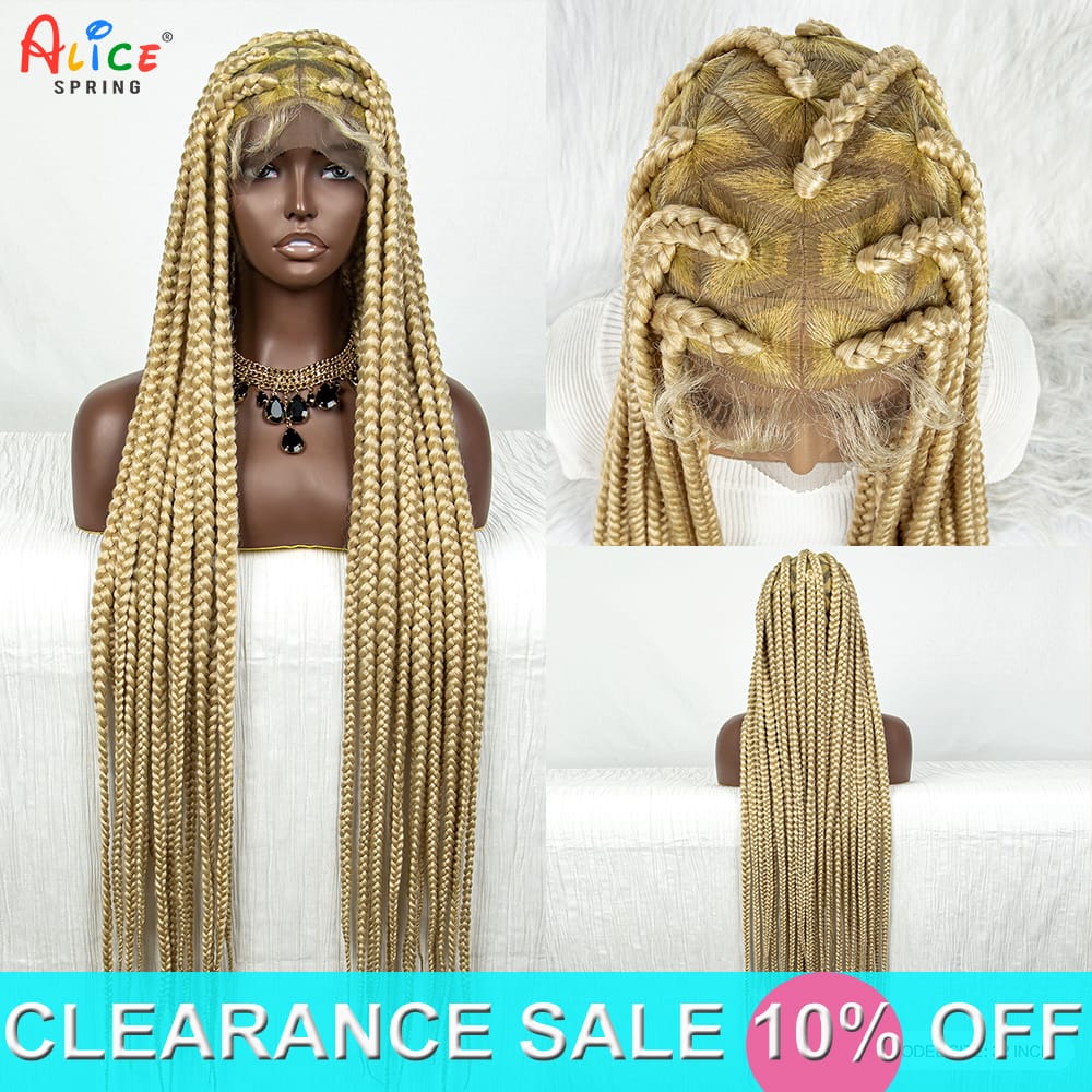 613 Blonde Full Lace Knotless Box Braided Wigs for Black Women Big Knotless Braided Wig Synthetic Lace Front Braiding Hair Wigs