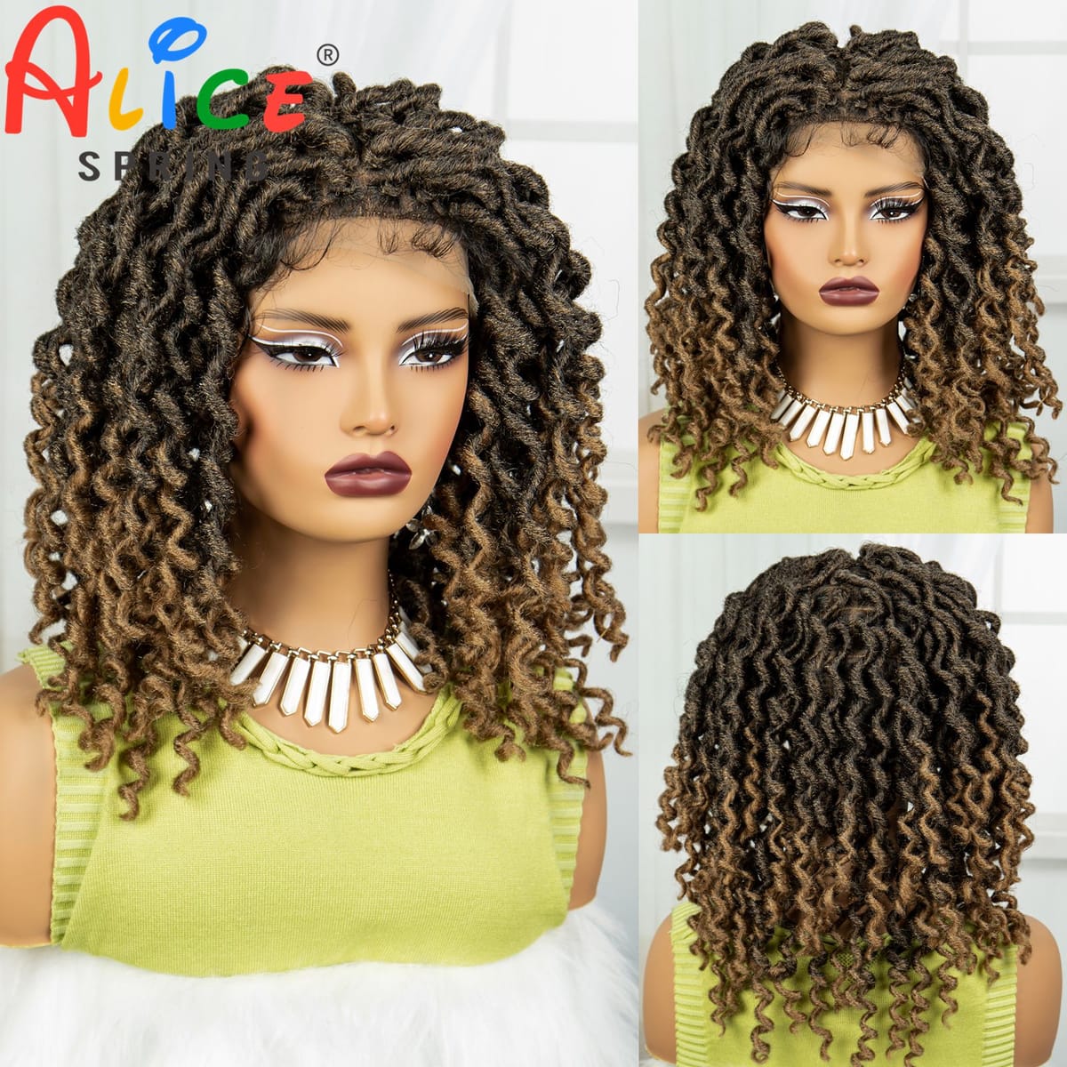 18inch 1B-27 Full Lace Dreadlocks Braided Wigs Transparent Lace Frontal Faux Locs Crochet Braids Wig with Baby Hair For Black Wo