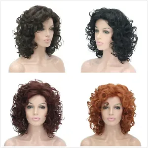 Women Short Wavy Curly Wig Ladies Hair Fluffy Wig Brown Blonde Cosplay Wigs