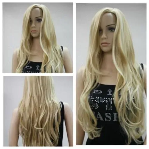 Fashion Wig Long Blonde Mixed Cosplay Party Curly Natural Women's Hair Wigs