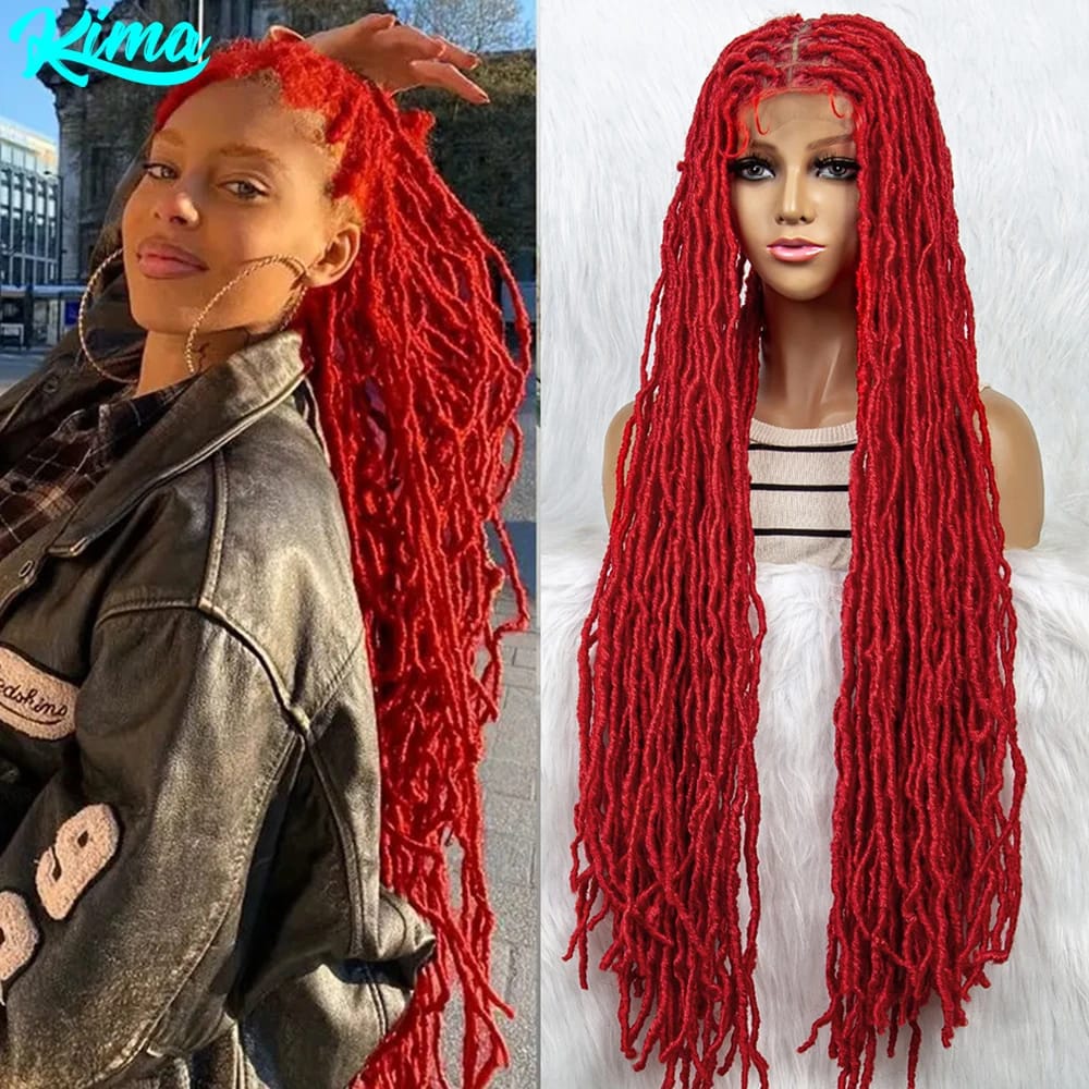 KIMA Synthetic Box Braided Wigs Lace Front Wig  Dreadlocks Twisted Braids with Baby Hair Full Lace Wigs