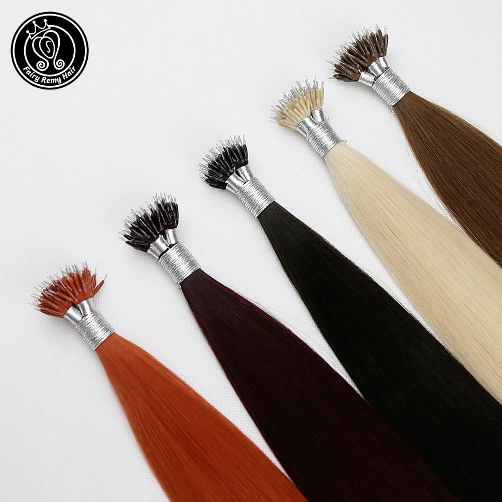 Fairy Remy Hair 0.5g/strand 12/14 inch Real Remy Nano Ring Tip Human Hair Extensions Silky Straight Micro Beads Hair On Capsule