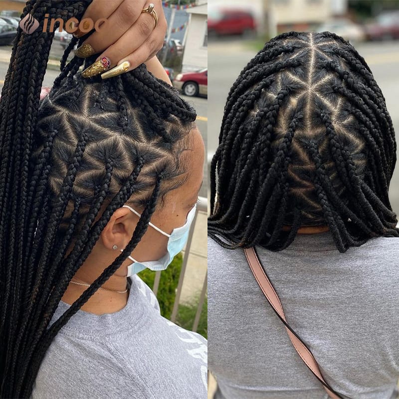 26" Synthetic Lace Front Braided Wigs - Triangle Box Braid Hair Wig, Full Lace Wigs, For Daily, Light Weight, Durable