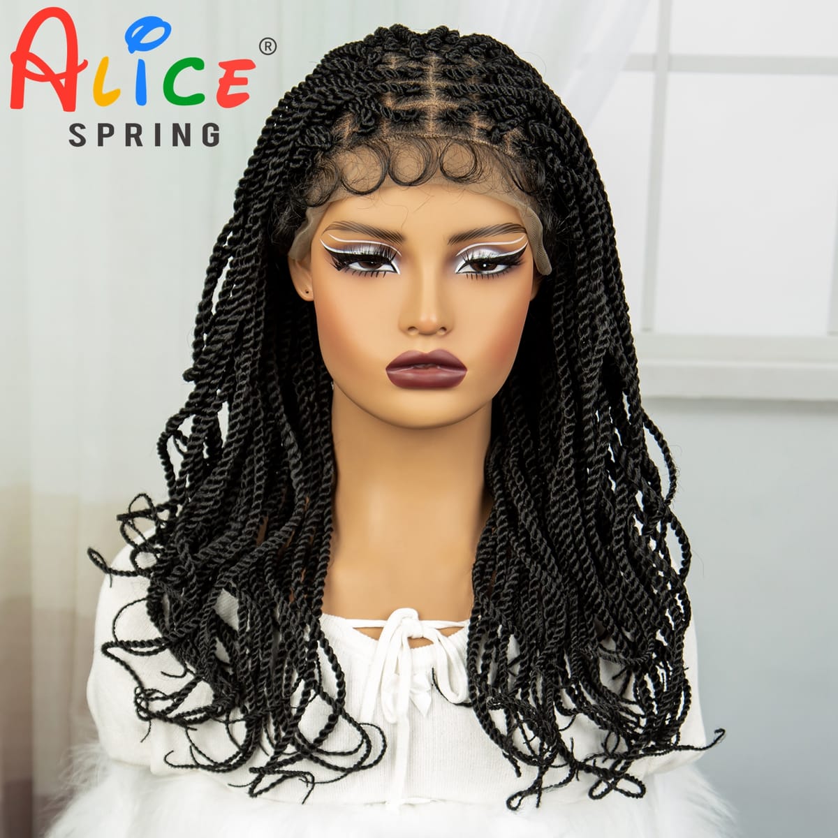20inch Straight Lace Front Braided Wigs for Women Synthetic Lace Front Knotless Box Braiding Hair Wig Handmade Twist Crochet Wig