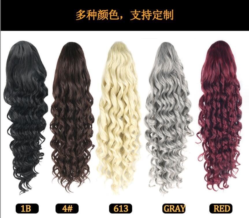 5 Color 20"New long Curly Dstring Ponytail Wig Curly Clip Hair Extension