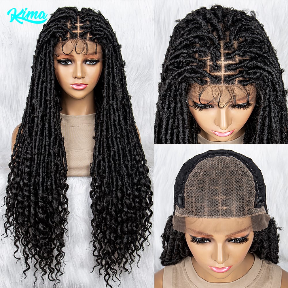Synthetic Lace Front Wig Butterfly Locs Braided Wigs With Baby Hair Braided 9x6 Lace Front Wigs Water Wave Wigs Dreadlocks Wigs