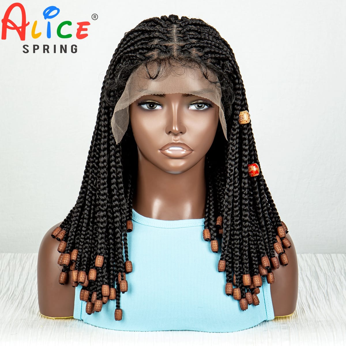 Synthetic Lace Braided Bob Wigs for Women Cornrow Box Braid Wig with Beads Handmade Lace Braiding Hair Wigs Knotless Box Wigs