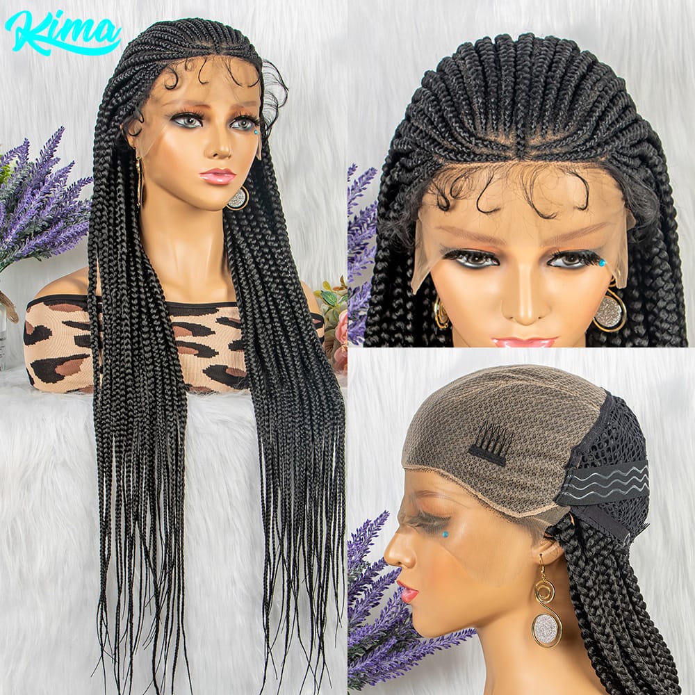 Synthetic Lace Front Wig Braided Wigs For Black Women Crochet Box Wig Braid 36 Inches Braiding Hair Knotless Box Braids Wigs