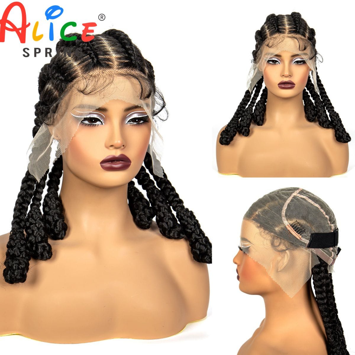 16inch Cornrow Braided Wigs Synthetic Knotless Full Lace Braids Wig  with Baby Hair Natural  Braiding Hair Wigs for Black Women