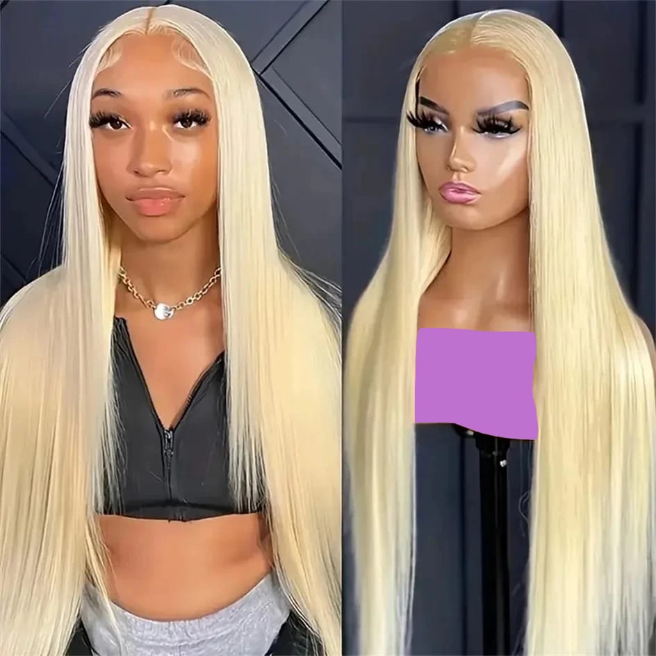 38 Inch Blonde Human Hair Lace Frontal Wig Straight 13x4 Hd Lace Frontal Wig 13x6 Preplucked  Brazilian Remy Wigs For Cosplay