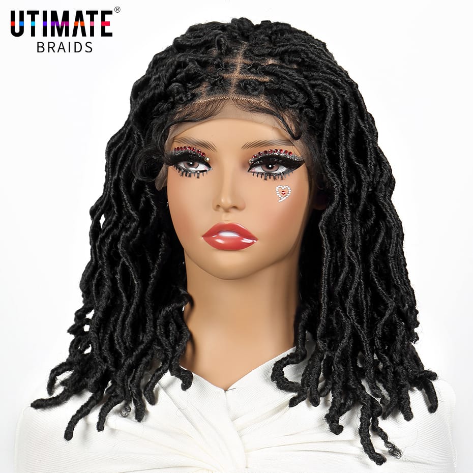 Synthetic Knotless Box Braided Wig with Baby Hair for Black Women 9x6 Lace Frontal Dreadlock Braiding WIg 14'' Locs Braids Wig