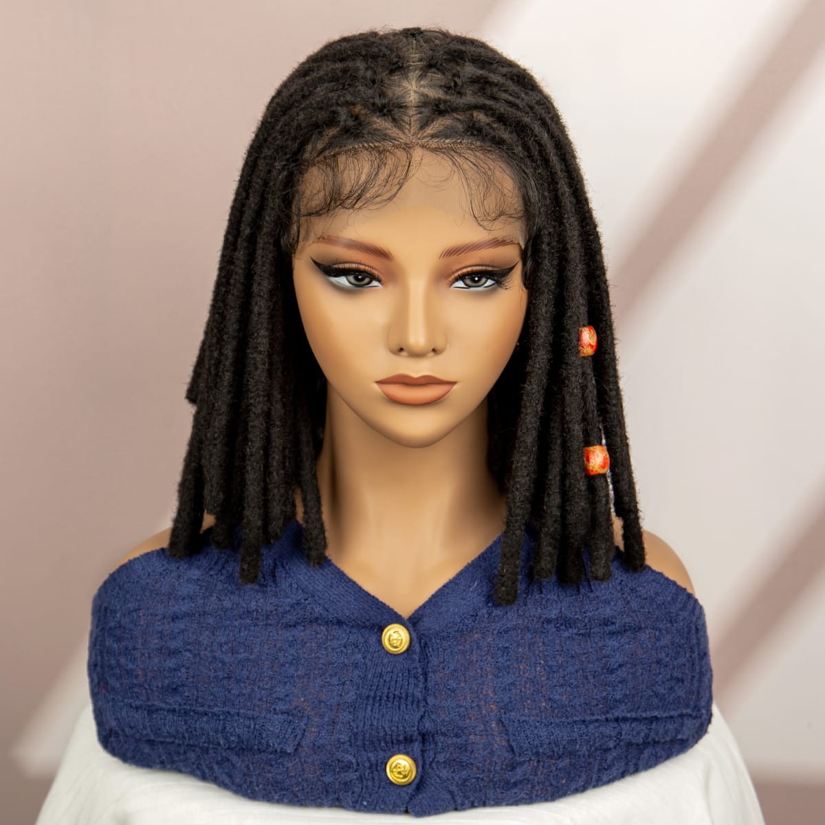 Synthetic Dreadlock Braided Wigs Full Lace Twisted Wigs with Beads Synthetic Short BoB Crochet Wigs With Baby Hair Knotless Wigs