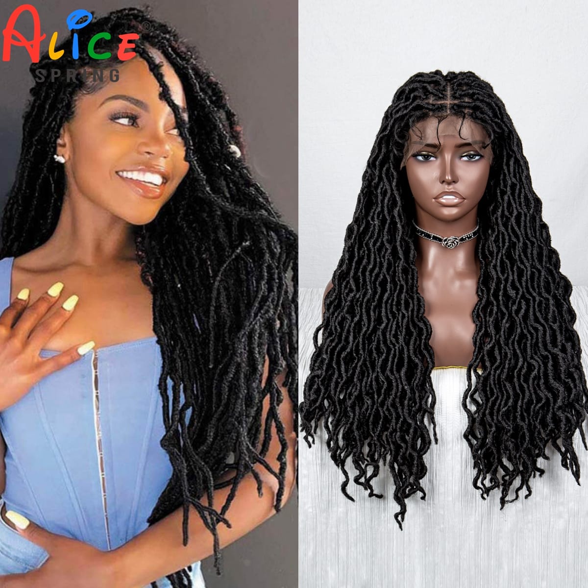 Faux Locs Synthetic Lace Front Braided Wig With Baby Hair Dreadlocks Braiding Wig for Women Knotless Box Cornrow Braids Wigs