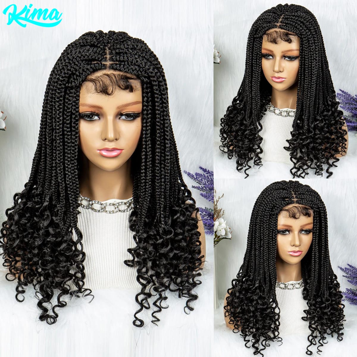 Synthetic Lace Front Wig Braided Wigs For Black Women Crochet Box Wig Braid 18 Inches Braiding Hair Knotless Box Braids Wigs