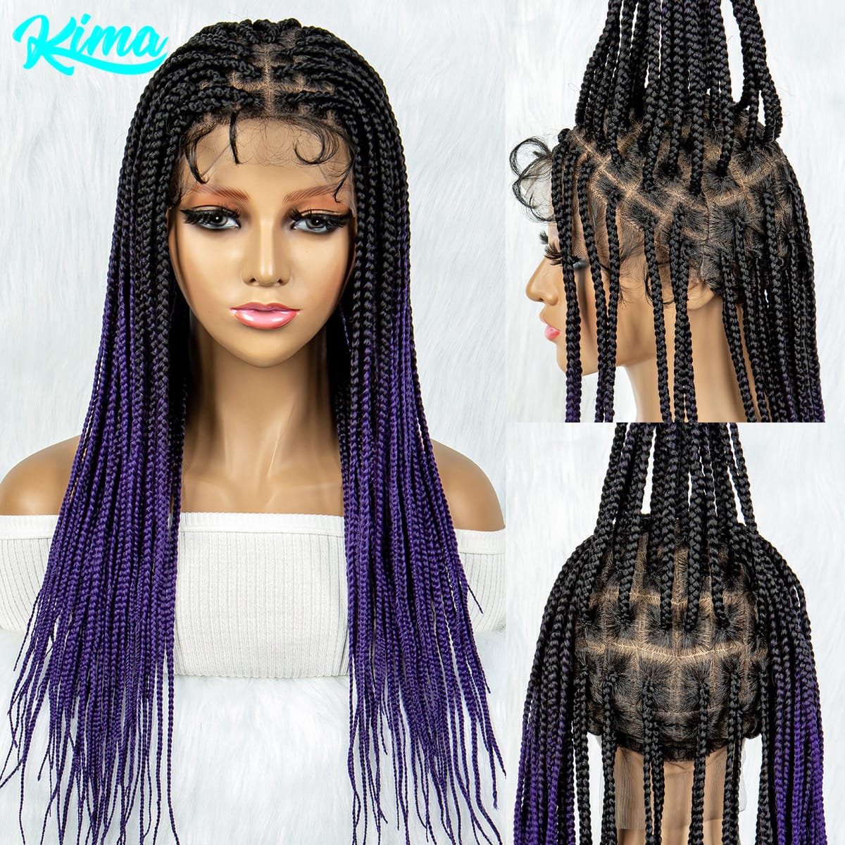 Synthetic Full Lace Wig Braided Wigs For Black Women Crochet Braid 24 Inches Braiding Hair Knotless Box Cornrow Braids Wigs