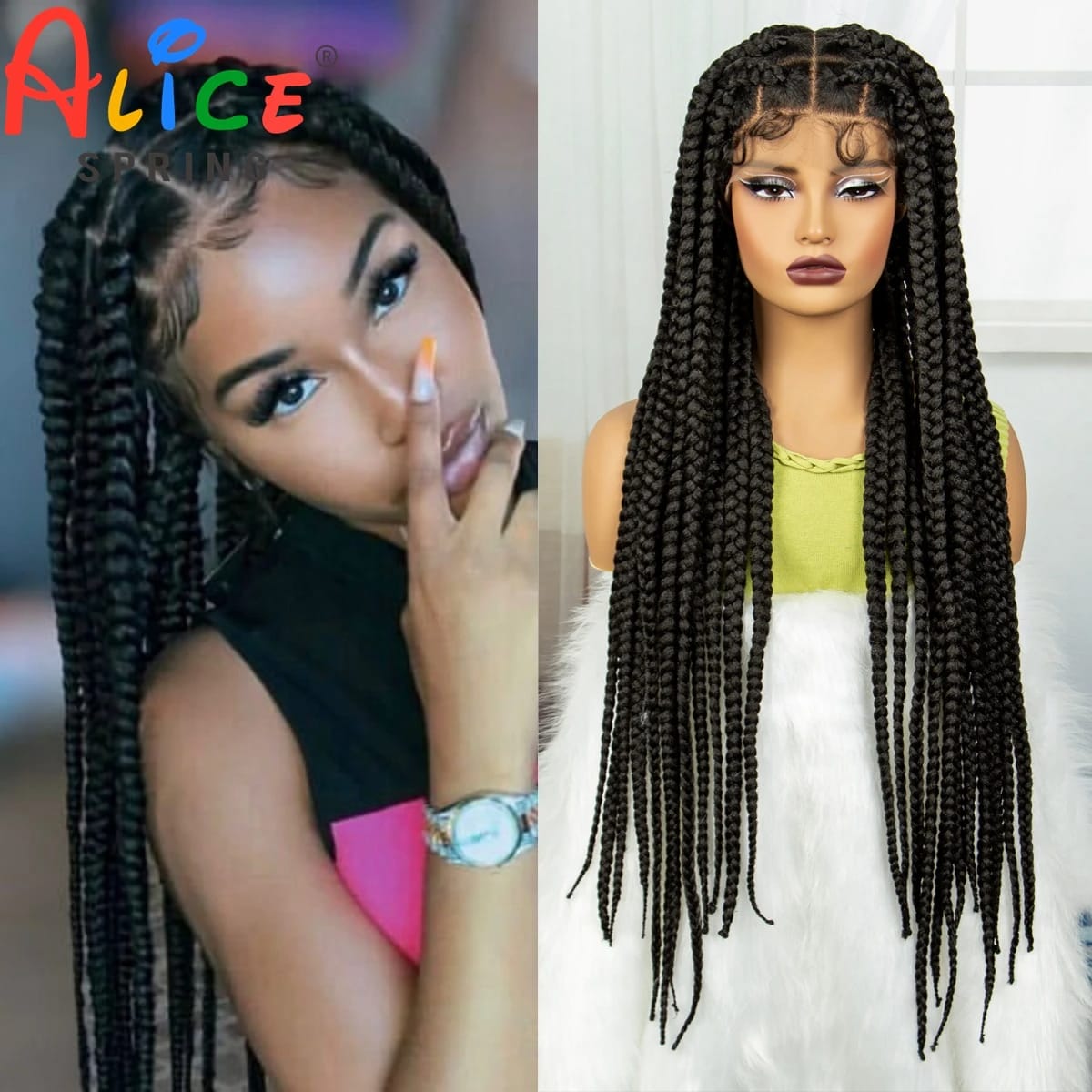 Synthetic Full Lace Braided Wigs Knotless Twist Braids Wigs for Black Women Straight Lace Front Braided Lace Wig with Baby Hair