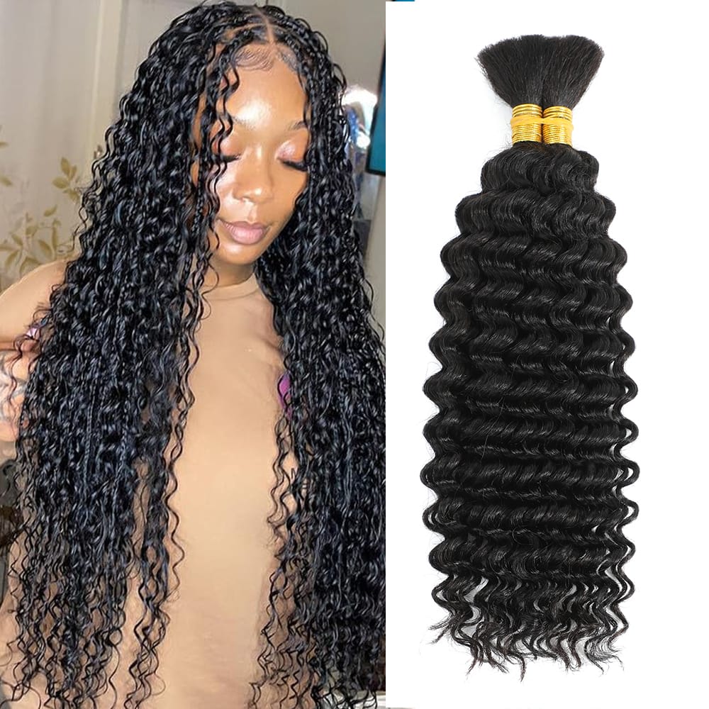 Human Braiding Hair Deep Wave Bulk Human Hair 100g No Weft Human Hair Bundles Micro Human Braiding Hair for Boho Braids