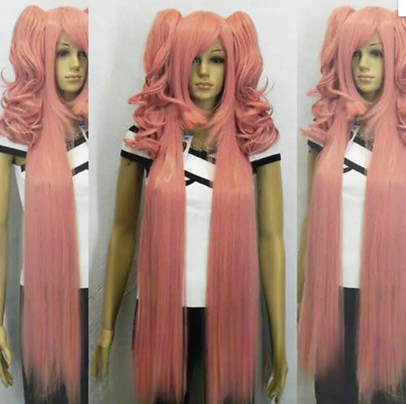 Lolita Pink Long Wavy 2 Clip-On Ponytail Hair Cosplay Role Play Japanese Wig