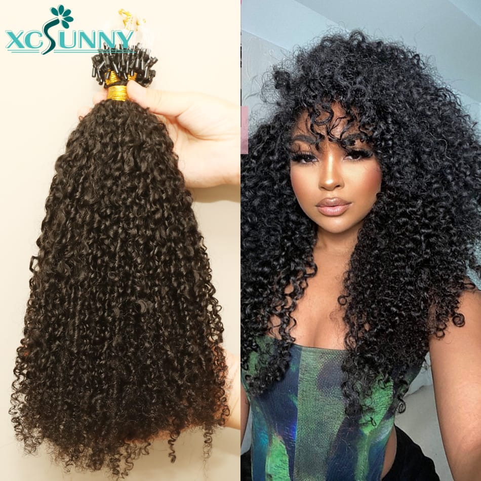 Microlink Hair Extensions Kinky Curly 12"-26" Micro Loop Human Hair Extensions Burmese Micro Ring Hair Extensions Human Hair