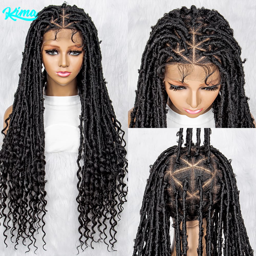 Full Lace Braided Wigs Synthetic Lace Front Wig for Black Women Braided Wigs With Baby Hair Water Wave Wigs Dreadlocks Wigs