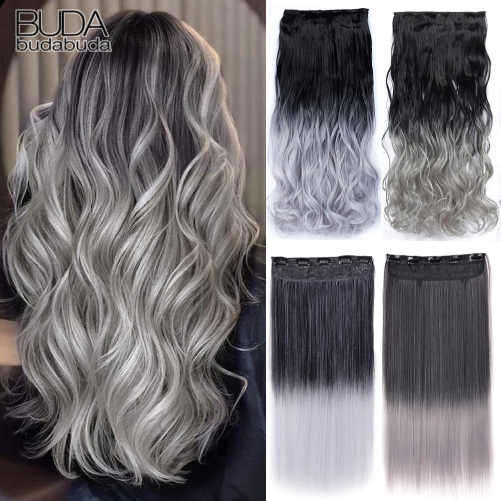 Long Straight Curly One Piece 5clips Clip-in Extensions 22Inch Heat Resistant Hairstyles Colour Mix Blonde Hair Piece For Women