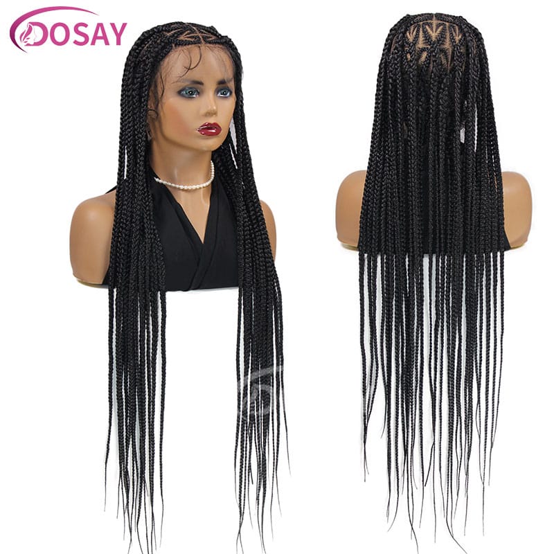 Heart Shaped Knotless Box Braided Wig African American Braiding Hair For Black Women Synthetic Lace Frontal Cornrow Braids Wig