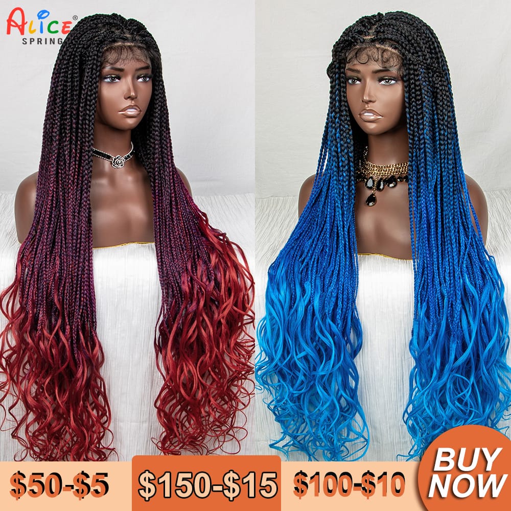 Long Braided Wigs Synthetic Braided Frontal Wig Cornrow Wigs for Black Women Baby Hair Synthetic Micro Lace Front Braided Wig