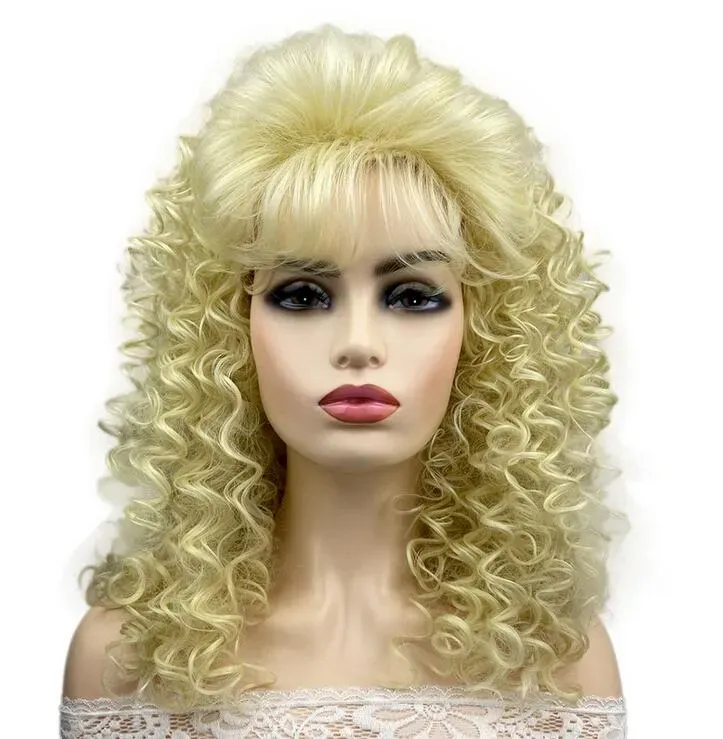 Ladies Long Blonde Curly Women Natural Wavy Cosplay Hair Wig