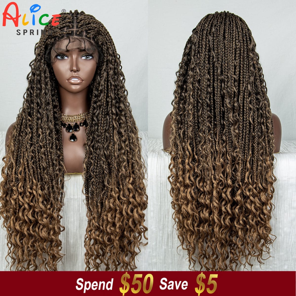 Colored Lace Braided Wigs Synthetic Braided Hair Wig for Black Women 32 Inches Micro Cornrow Braids Lace Wig with Baby Hair
