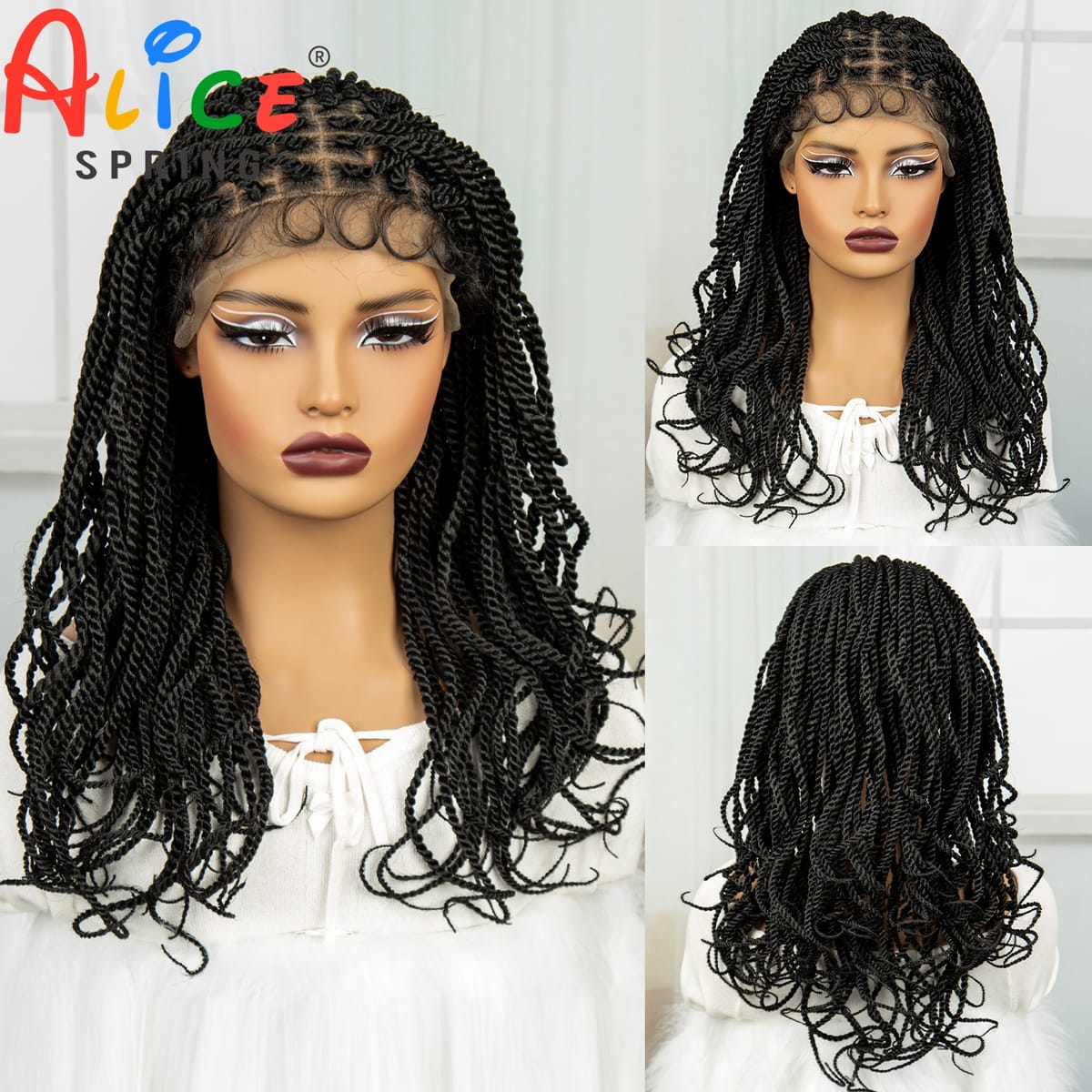 Synthetic Lace Front Braided Wigs 20inch Straight Braided Lace Wigs for Women Knotless Box Braiding Hair Wig Handmade Twist Wigs