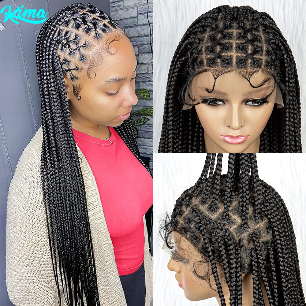 Braided Wigs For Black Women Synthetic Full Lace Wig Wig Knotless Box Braid Braiding Hair Cornrow Braids Wigs